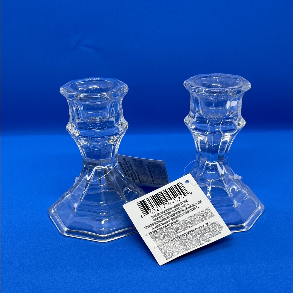 Crystal Clear Glass Candle Holders Set 4”